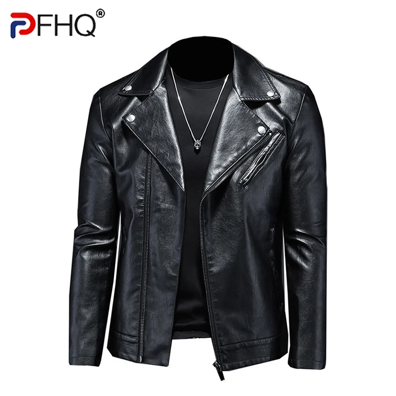 

Куртка мужская из ПУ кожи, с отложным воротником, 21Q2517