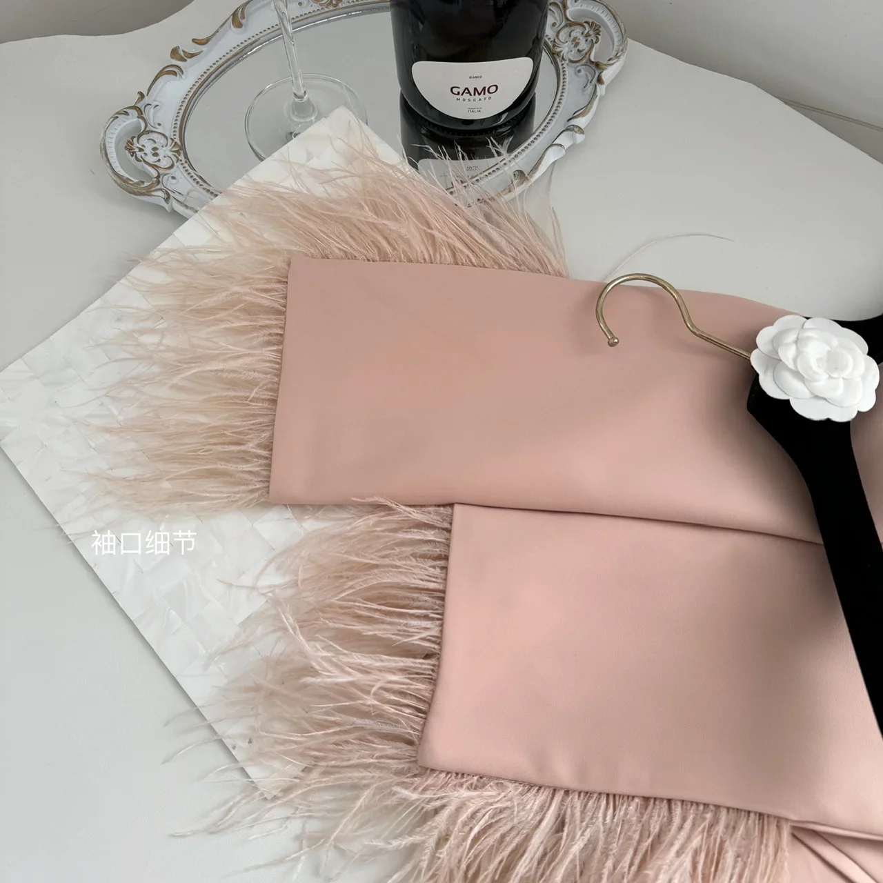 Ранняя осень светский роскошный женский пиджак элегантный из страусиных волос