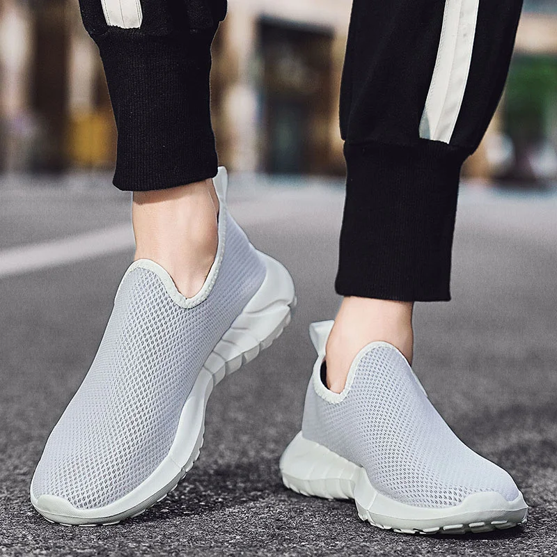 Summer Hot Cheap Blue Men's Sock Sneakers Mesh Breathable Running Shoes for Man Light Slip-on Athletic Shoes Men Big Size 46