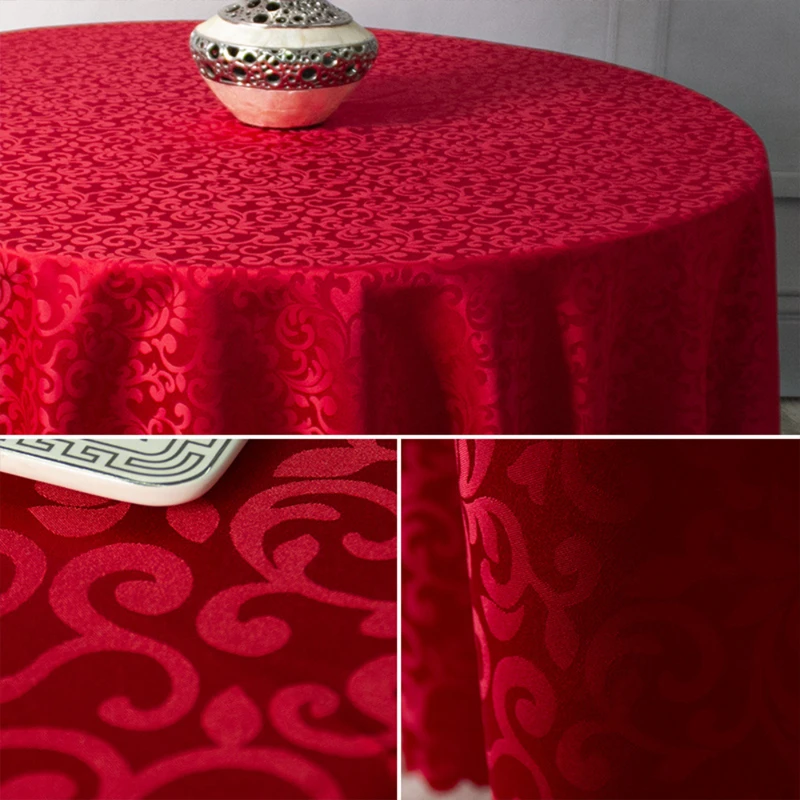 Description Picture 4 of itemLuxury Red Round Hotel Dining Tablecloth Square Golden Floral Wedding Table Skirt Cover Decoration Party Restaurant Table Cloth