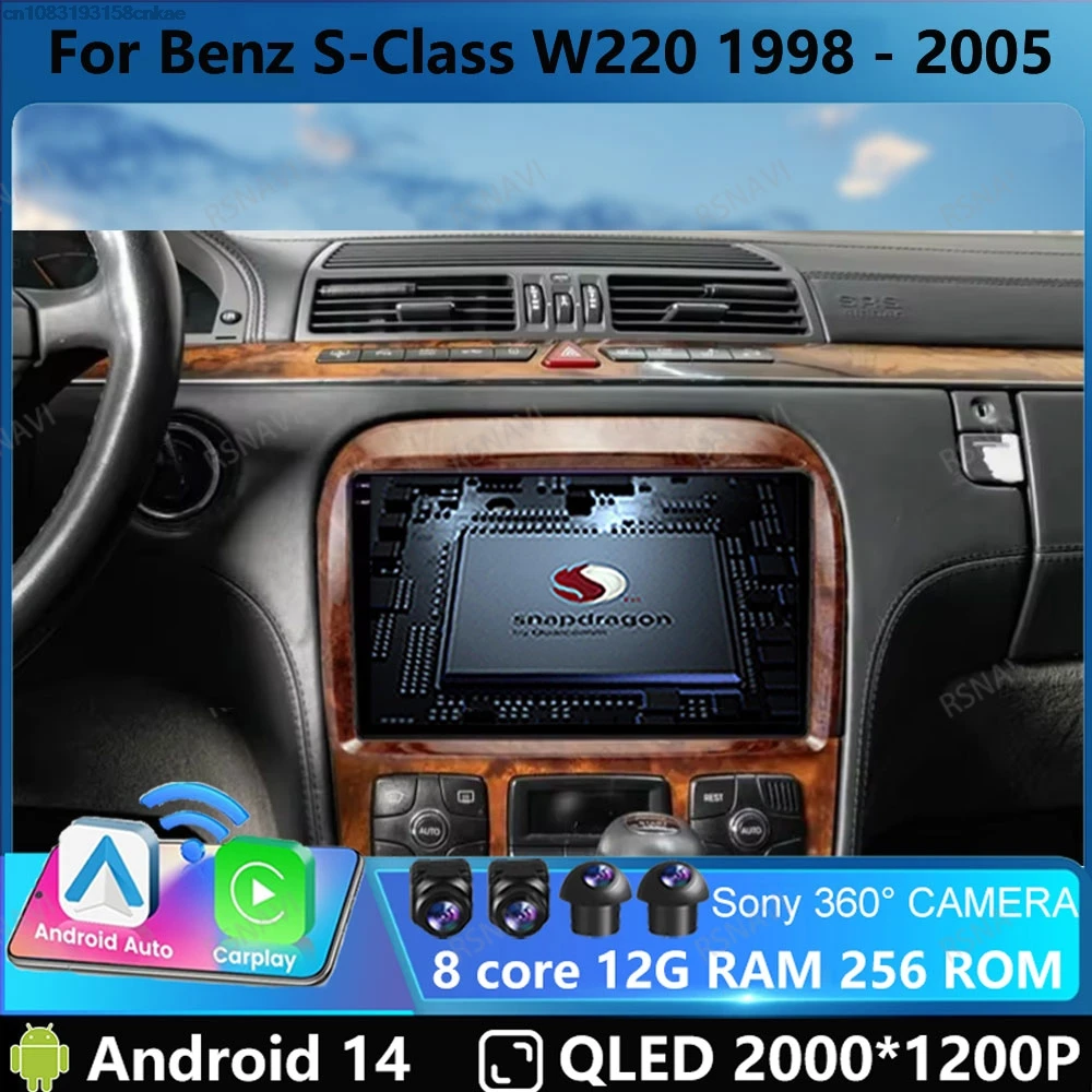 Автомобильный радиоприемник Andoird 14 для Mercedes Benz S Class W220 S280 S320 S350 S400 S430 S500 S600 AMG 1998-2005