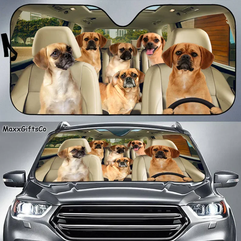 

Автомобильный солнцезащитный козырек Puggle, солнцезащитный козырек для лобового стекла Puggle, семейный козырек для собак, автомобильные аксес...