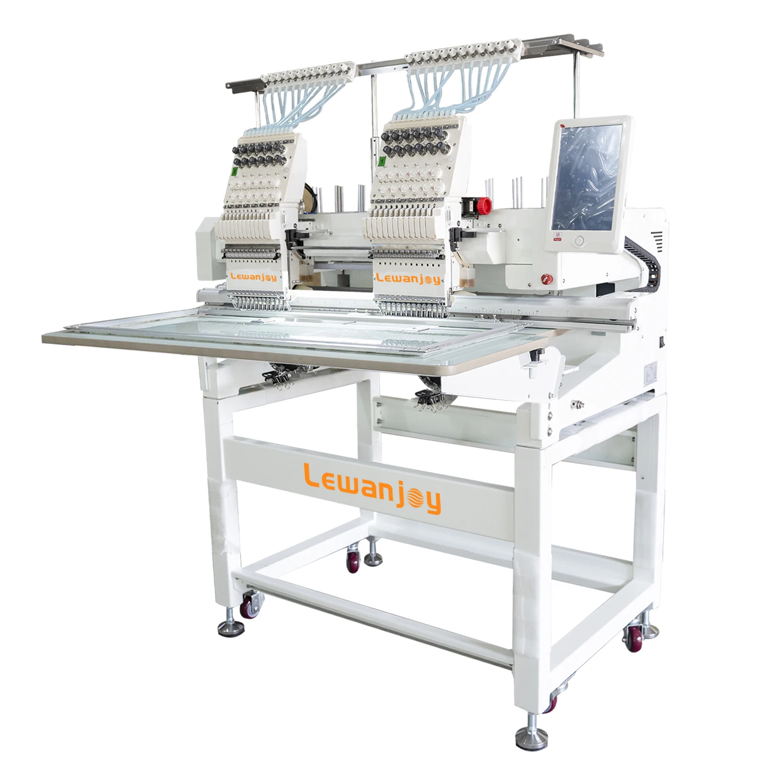 Computerized Worktable 450*500MM Two Heads 9/12 Needles Embroidery Machine For Design Shop