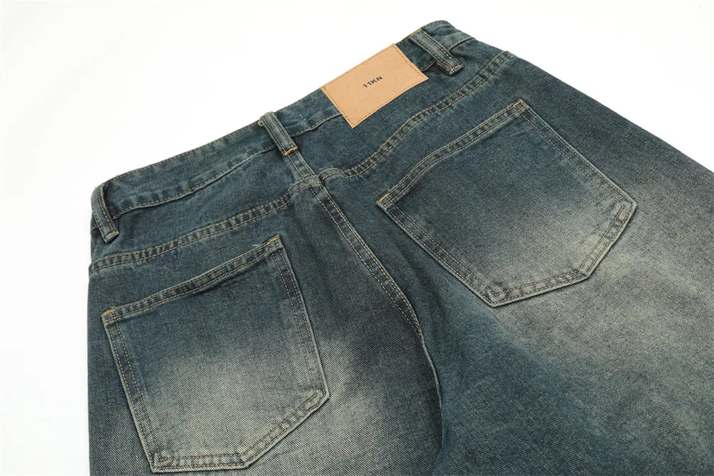 2023 Popular Washed And Polished Denim Jeans Mens Ins Fashion Y2k Pocket Loose Niche Straight Pants Daily Casual Travel Trousers