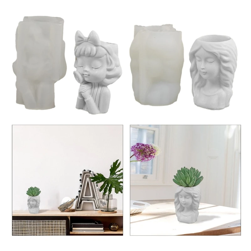 

Portrait Gypsum Flowerpot Silicone Mold Epoxy Resin Casting Mould Succulent Vase Cement Clay Mold Pen Holder Molds