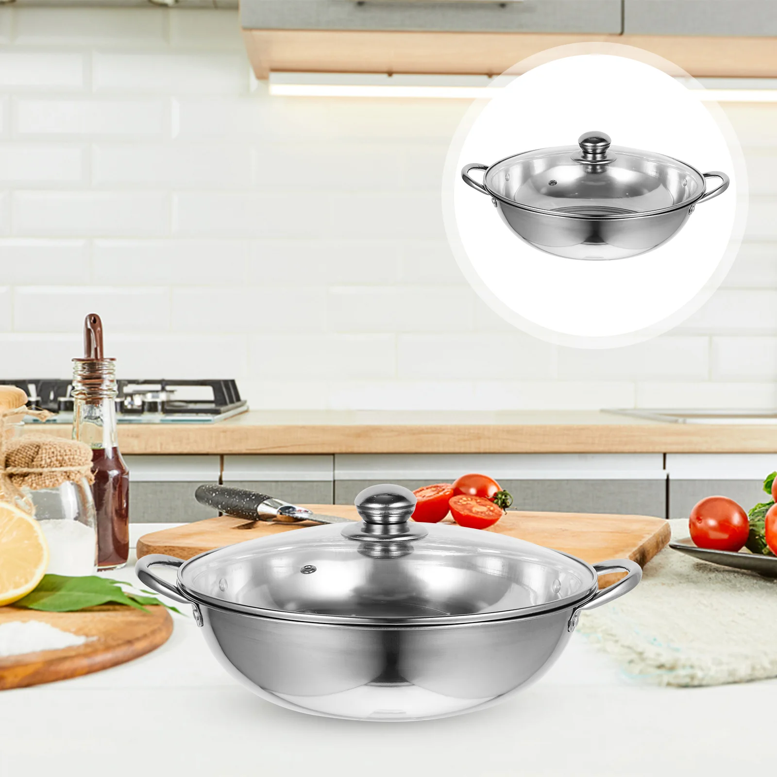 

Stainless Steel Induction Cooker Hot Pot Thicken Metal Hotpot Pot with Lid