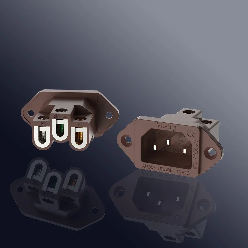 Вибро VI06CR Розетка Коричневая HIFI аудиокласс из чистой меди с родиевым покрытием IEC
