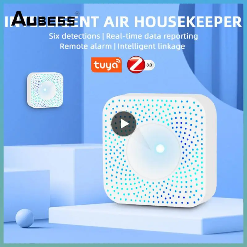

1/2/3PCS Tuya Smart Zigbee Smart Air Housekeeper PM2.5 Formaldehyde VOC CO2 Temperature Humidity 6In1 Air Box Sensor Alarm