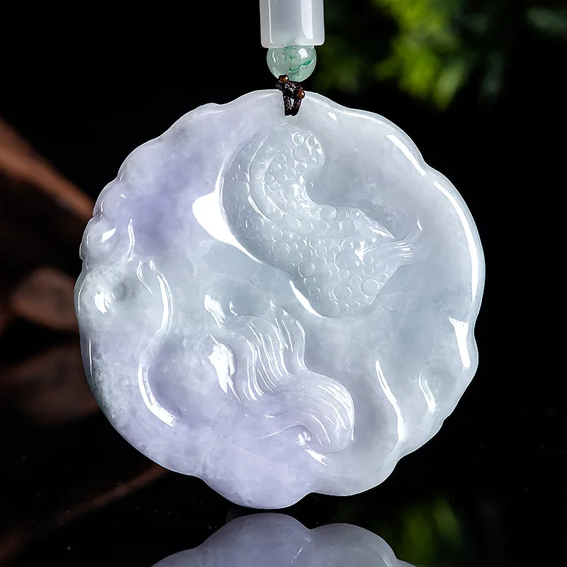 Подвеска в виде дракона из натурального жадеита властителя зодиака красивая