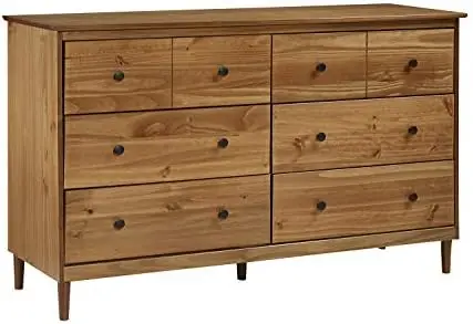 

Modern 6-Drawer Solid Wood Dresser, Grey