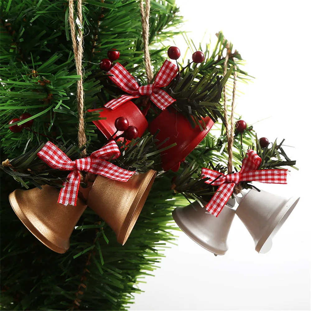 

2022 Christmas Bells Xmas Tree Hanging Ornament Metal Jingle Bells for Home Christmas Tree Holiday Decoration Red/Gold/White