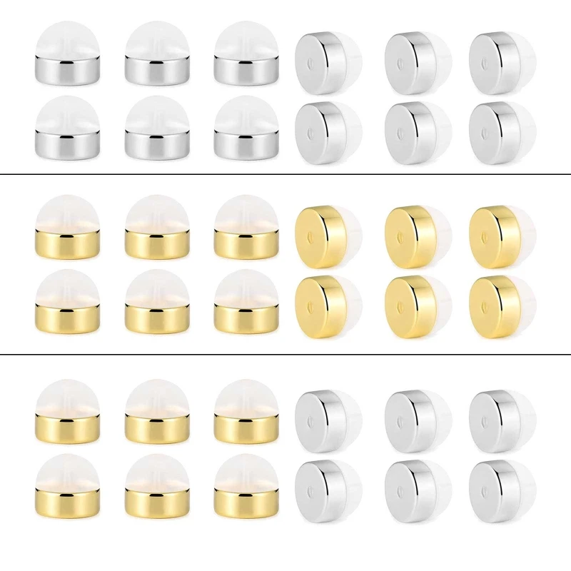 

12x Earring Backs Silver Gold for Studs Soft Clear Silicone Earring Stopper K3ND