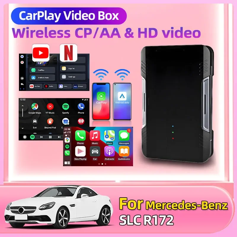 Для Mercedes-Benz SLC R172 беспроводной Android Auto CarPlay AIBox HD мультимедийный адаптер для Youtube