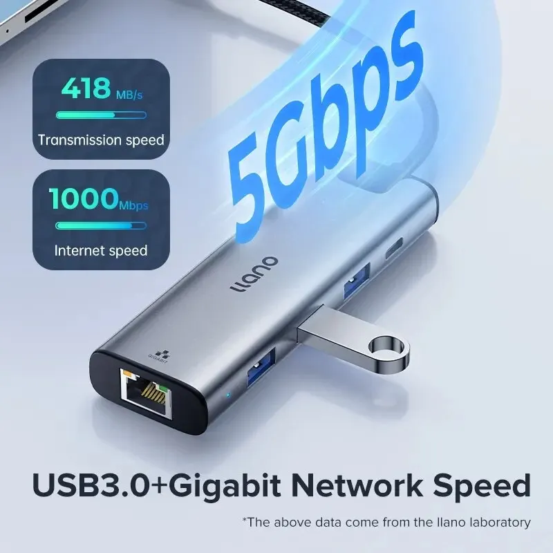 Док-станция Llano 2 в 1 с 5 портами USB 3 0 USB/USB C на USB/Type-C/Ethernet