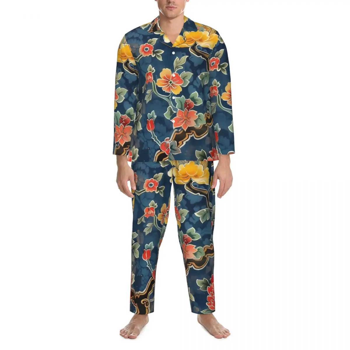 Ретро японский художественный пижамный комплект с цветочным принтом милая