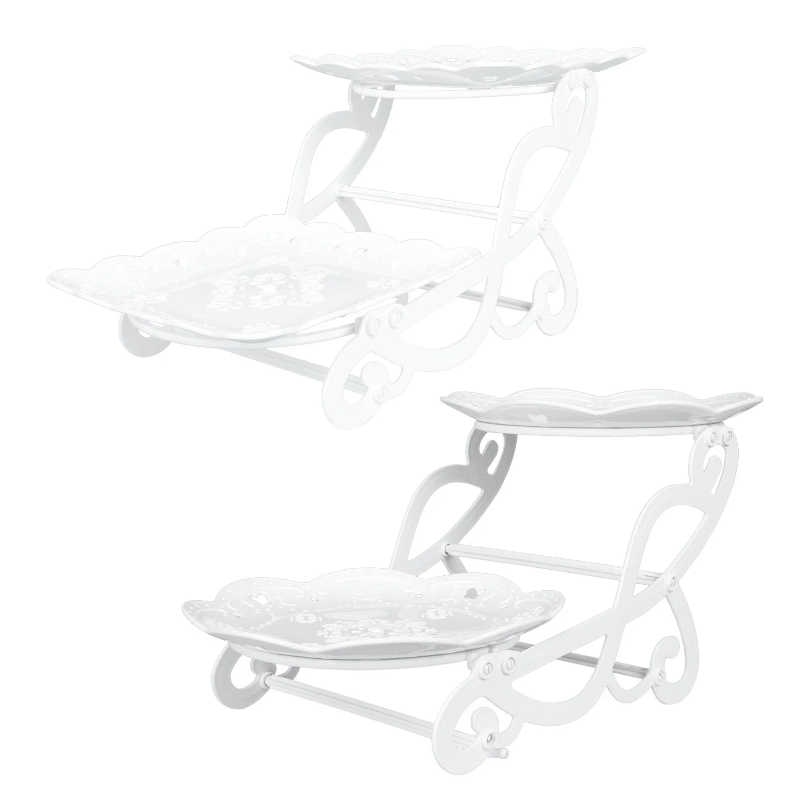 

2 Sets White Table Decor Novel Serving Dish Vintage 2- Tier Cake Stand Dessert Home Bicycle Snack Rack