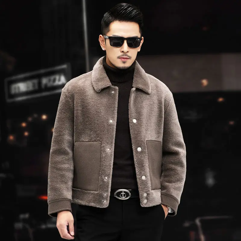 

Мужское короткое пальто из натуральной шерсти, с карманами, на осень/зиму, C267