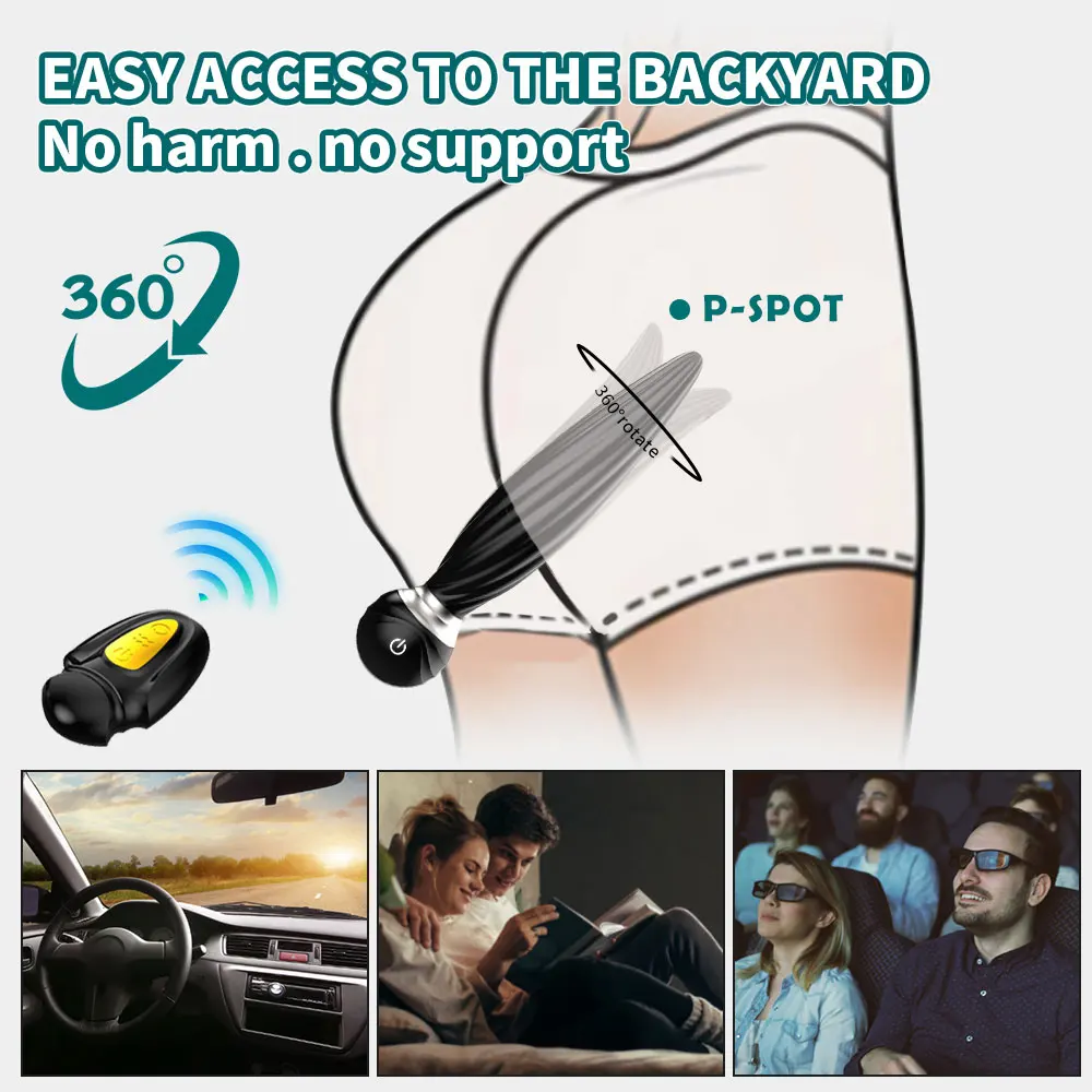 Анальная пробка с поворотом на 360 градусов массажер простаты дистанционным