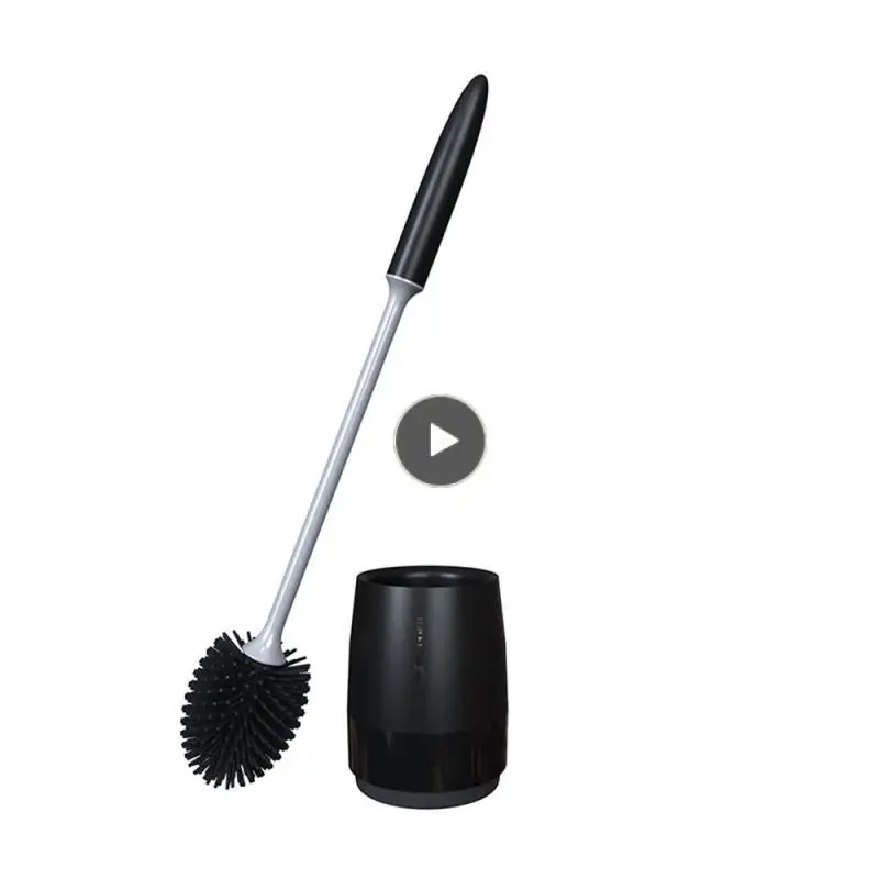 

Household Toilet Brush And Holder Set Soft Glue Home No Dead Corner Brush Long Handle Cleaning Brush Artifact With Base