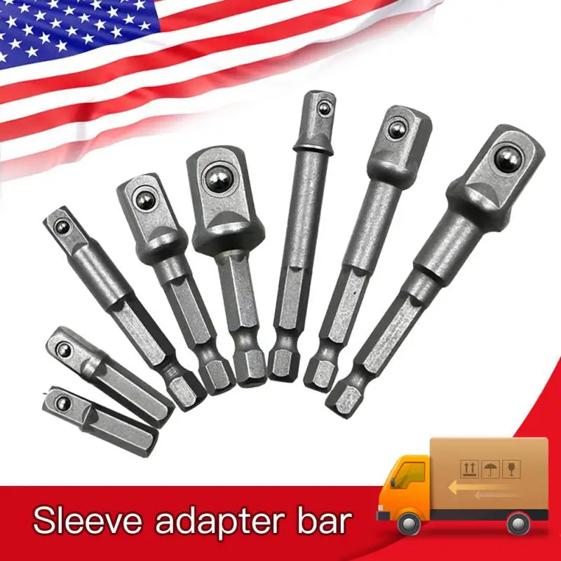 

3/8Pcs Chrome Vanadium Steel Socket Adapter Hex Shank To 1/4" 3/8" 1/2" Extension Drill Bits Bar Socket Adapter Hex Bit Sets