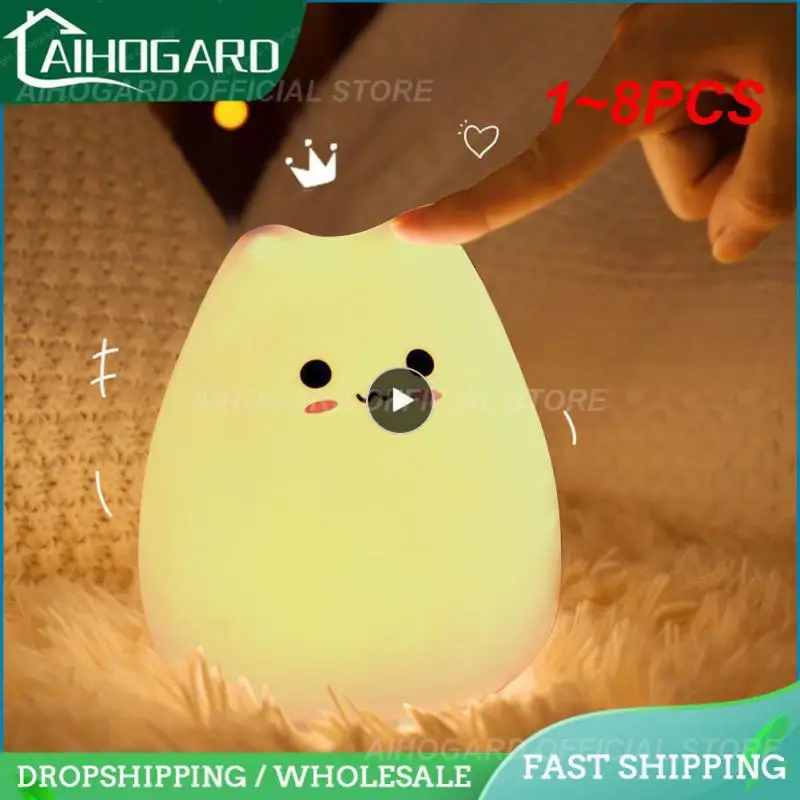 

1 ~ 8 шт. мини кавайная популярная детская Ночная лампа в виде кошки 7 цветов прикосновение защита глаз защита для спальни прикроватный ночник подарок