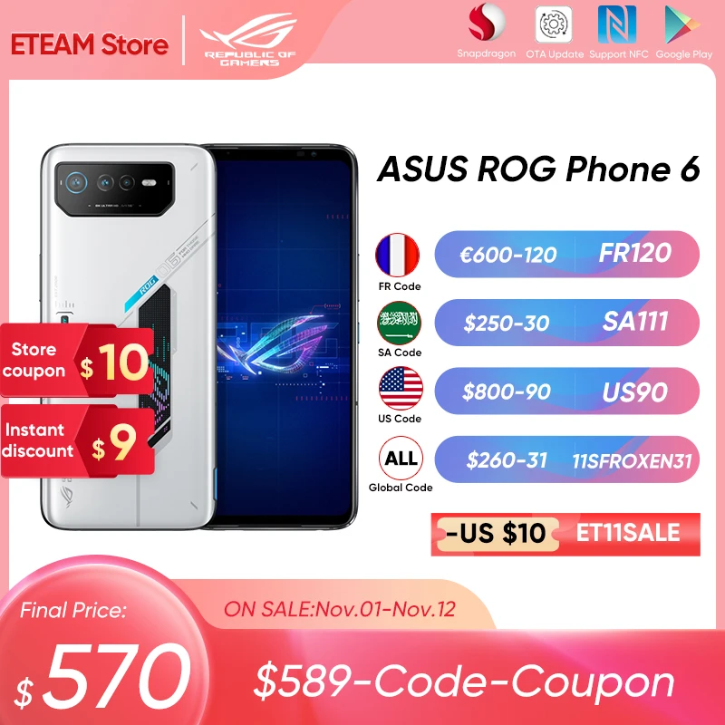 Kup ASUS Telefon ROG 6 Globalny ROM Wielojęzyczny Snapdragon 8 + Gen 1 6000mAh Bateria 165Hz AMOLED Rog 6 5G Telefon Do Gier Wersja HK