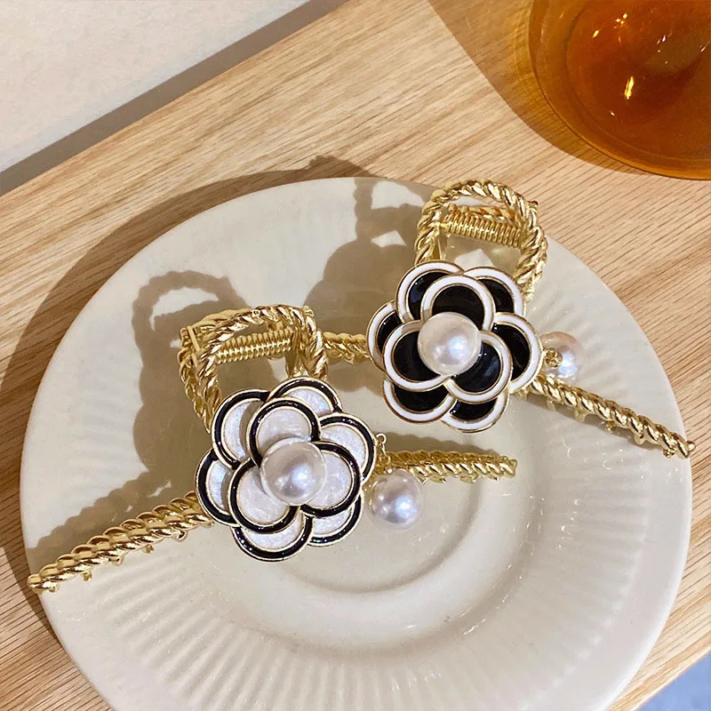 Новый корейский жемчужный зажим для волос женщин и девушек цветок камелии ручная