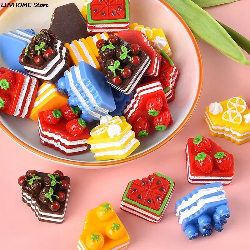 

3Pcs Simulation Cream Artificial Fruit Cake DIY Miniature Fake Food Cake Resin Decorative Craft Play Doll House Toy