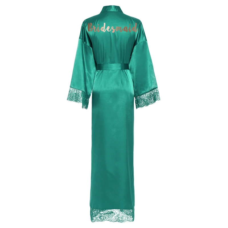 Silk Satin Lace Robes Bridesmaid Bride Robe Bridesmaid Robes Women Bridal Robes Wedding Long Robe Bathrobe Green Robe