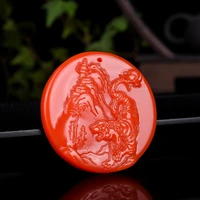 zodiac tiger natural red jade pendant necklace chinese fashion charm jewelry accessories hand carved amulet gifts for women men