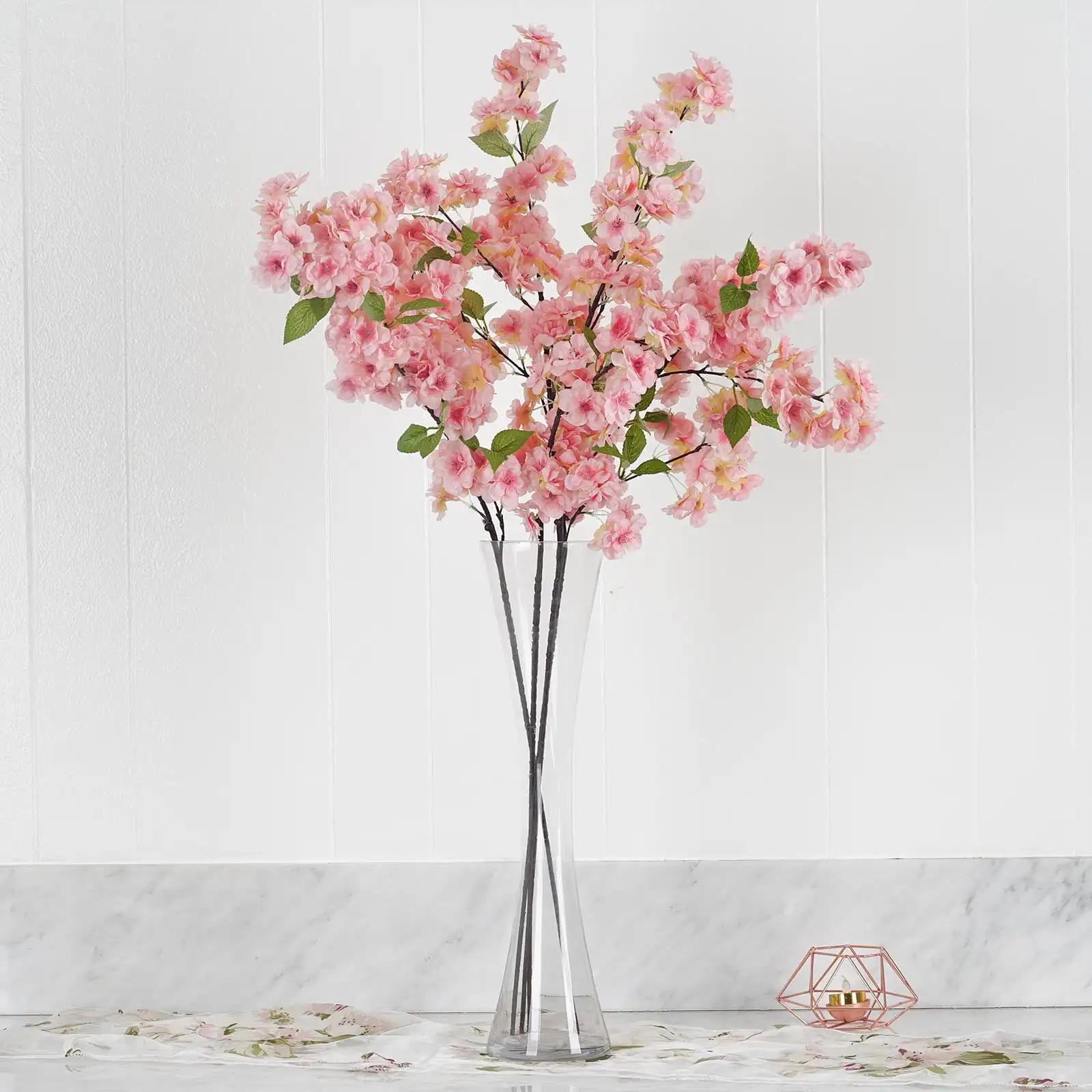 

4 Bushes 40" Tall Silk Artificial Flowers Faux Cherry Blossoms Branches Pink