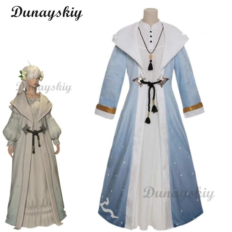 Ночнушка FF14 с полумесяцем и луной костюм для косплея белое милое платье одежда