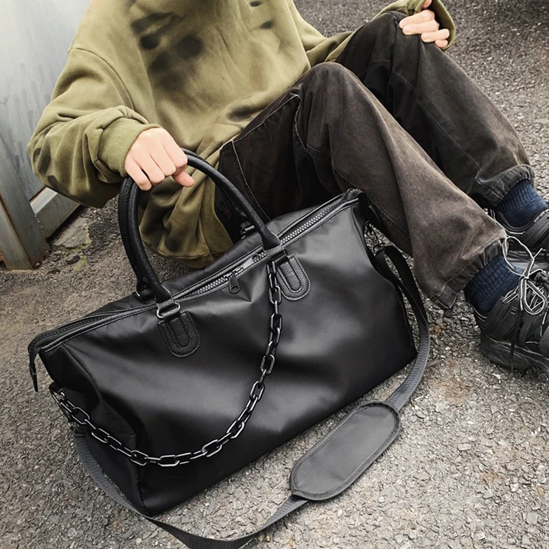 

Nylon Waterproof Chain Travel Luggage Bag Sports Bags Men/Women Handbags Tote Shoulder Crossbody Bag Duffle Multifunction