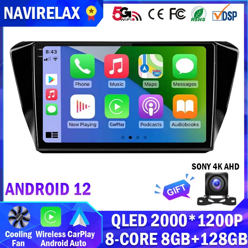 10" QLED DSP For Skoda Superb 3 2015 - 2019 Car Radio Multimedia Video Player Navigation Stereo GPS Android 12 No 2din 2 din DVD