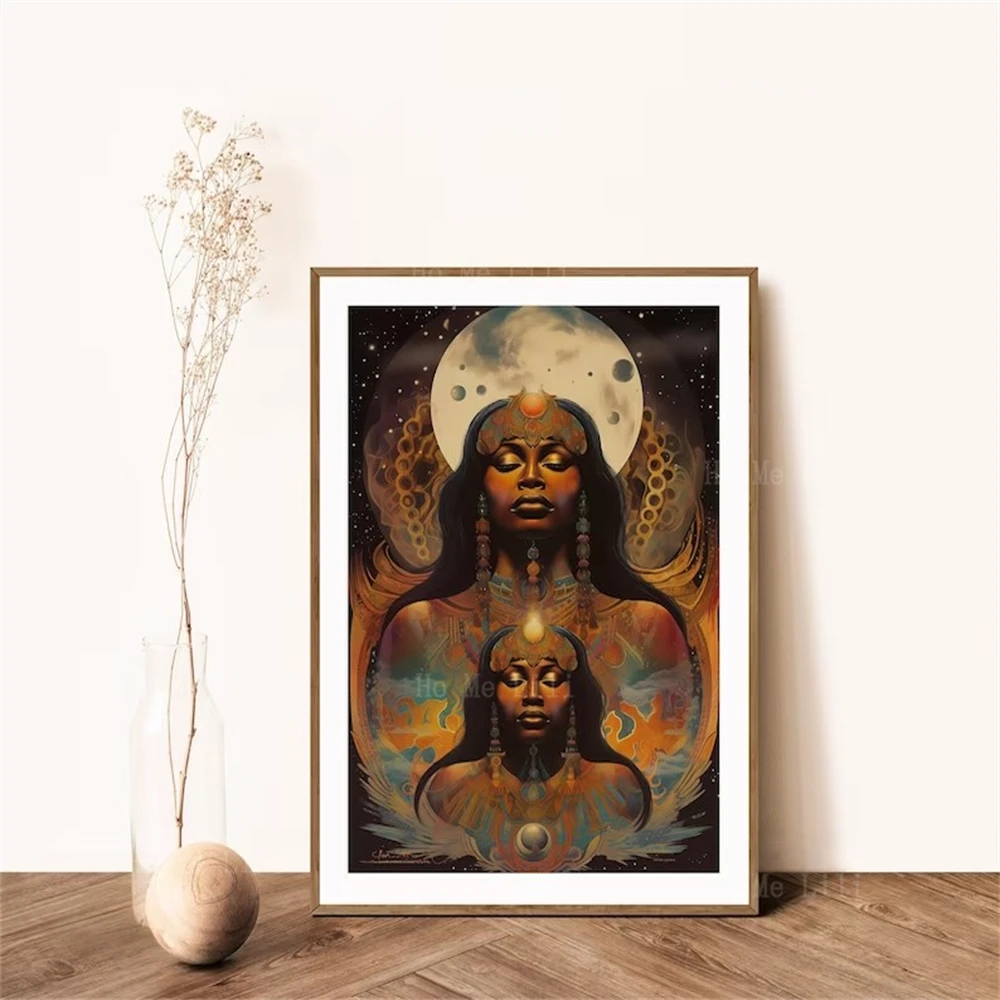 

Постеры с принтом «Золотая Луна» для Африканской богини и психоделическое настенное искусство с богемным декором