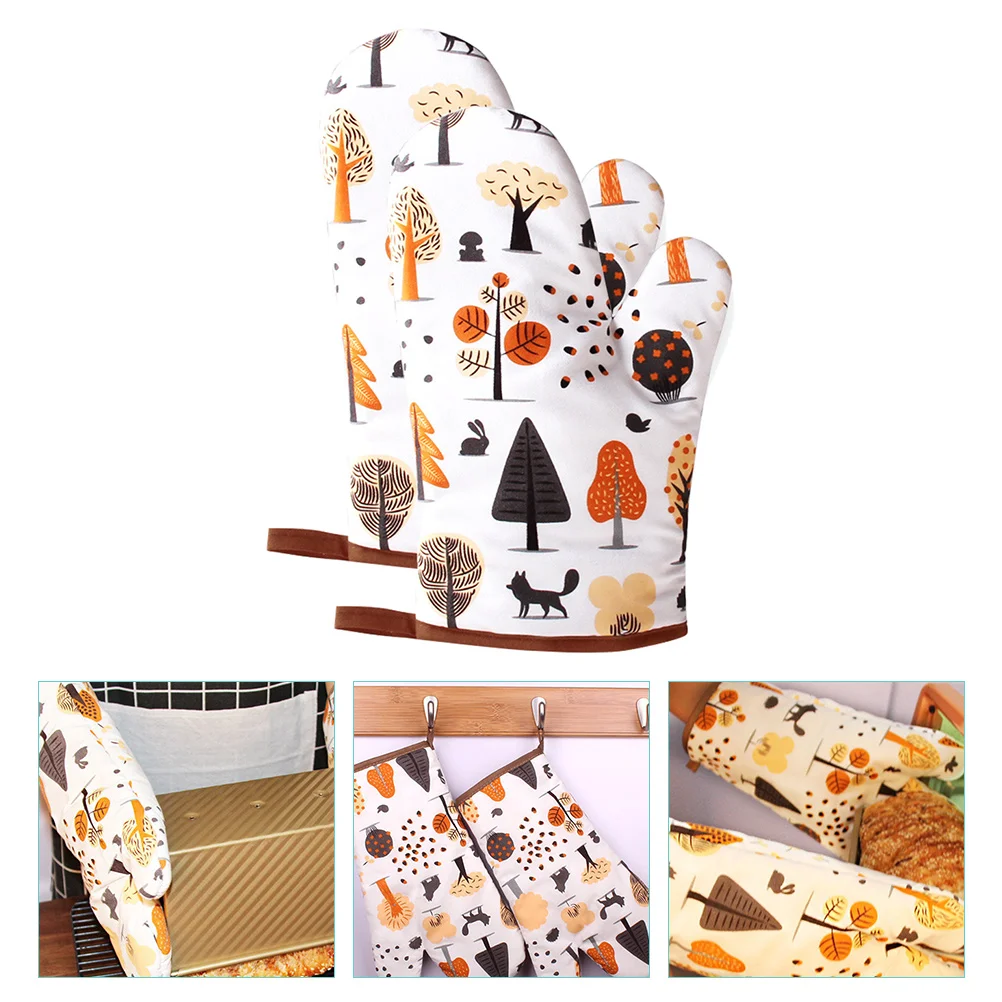 

Gloves Mitts Oven Hot Kitchen Heat Resistant Cooking Baking Microwave Pot Holders Dish Mittens Glove Rubber Thicken Insulation