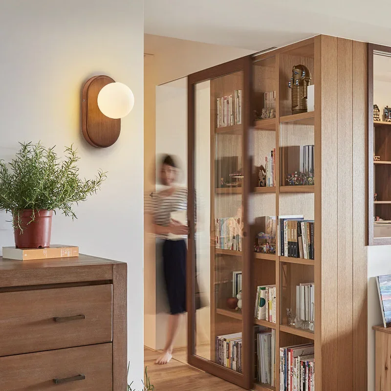 Минималистичный японский стиль настенный светильник из цельного дерева новые