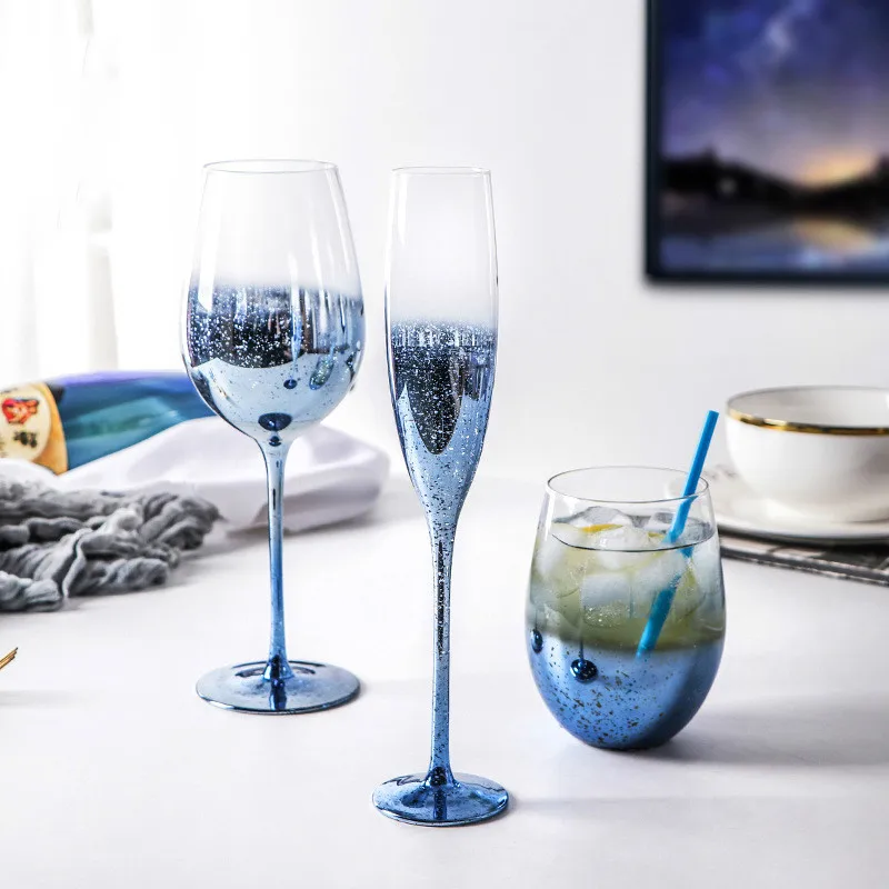 Creative Blue Starry Wine Glass 150-540ml Goblet Lead-Free Crystal Glass Red Wine Cup Champagne Juice Holiday Gift Wine Set