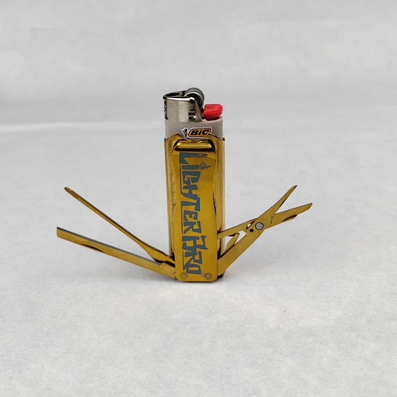 

LighterBro Slim Lighter Sleeve Multi-Tool Stainless Steel Fits Your Favorite Lighters Sharp Knife Mini Screwdriver Bottle Opener