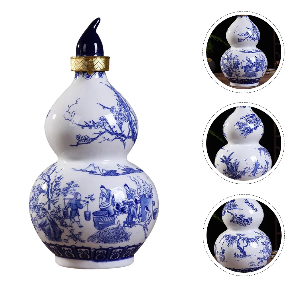 

Bottle Sake Gourd Ceramic Decanter Chinese Pot Jug Flask Serving Japanese Tea Wu Loucup Saki Drinkingjarcanister Pottery