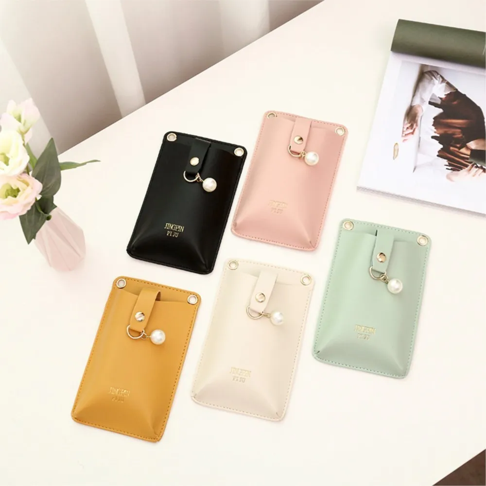 

Women's Fashion Versatile One Shoulder Crossbody Coin Purse Ladies Lipstick Mobile Bank Card Pearl Pendant Storage PU Handbag