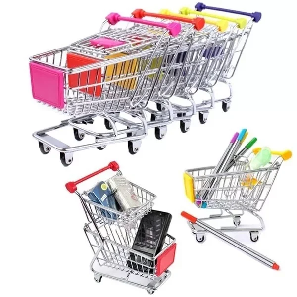 

1:48 Mini Supermarket Shopping Trolley Cart Desktop Model Children's Toys Home Decoration Miniature