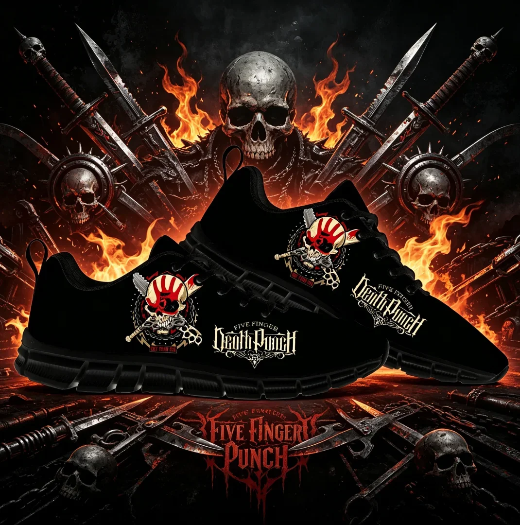 Фото Мужские и женские повседневные кроссовки Five Finger Death Punch, модная уличная обувь, нескользящие кроссовки для бега, прогулочные кроссовки для улицы №2