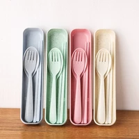 3pcsset travel cutlery portable cutlery box japan style spoonforkchopsticks kit student dinnerware sets kitchen tableware