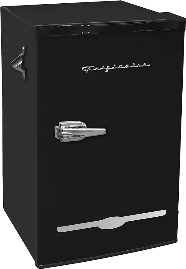 

EFR376-BLACK 3.2 Cu Ft Black Retro Bar Fridge with Side Bottle Opener