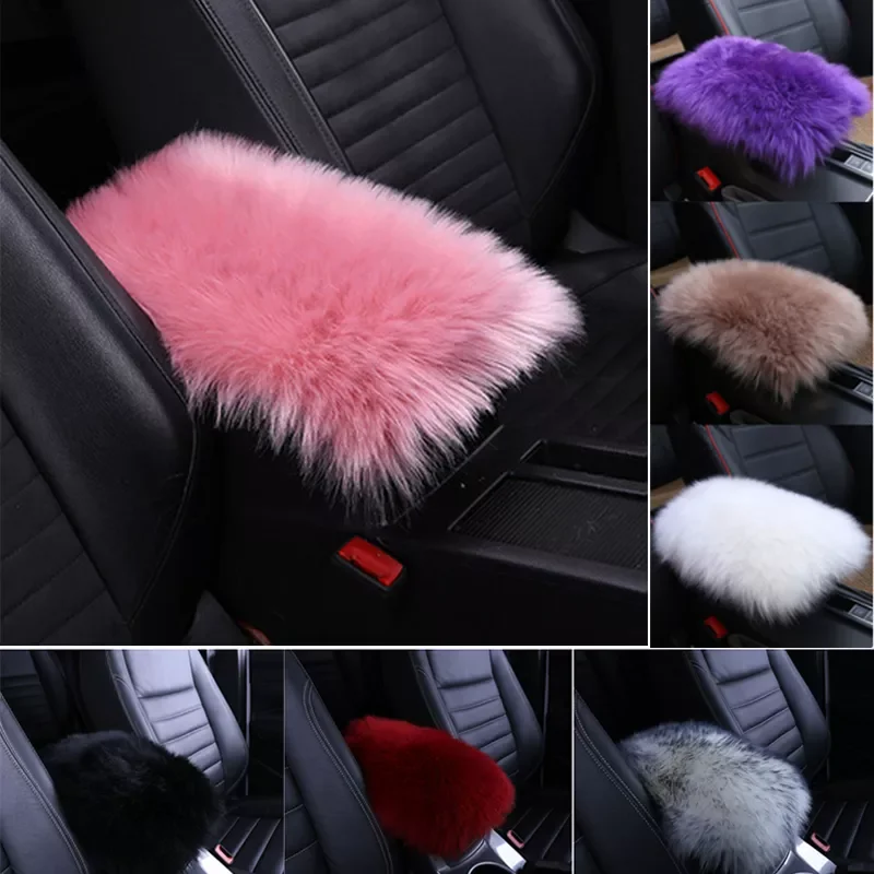 

Warm Fur Plush Car Armrest Automobile Central Console Armrest Box Cover Arm Rest Box Soft Cushion Universal Fitment