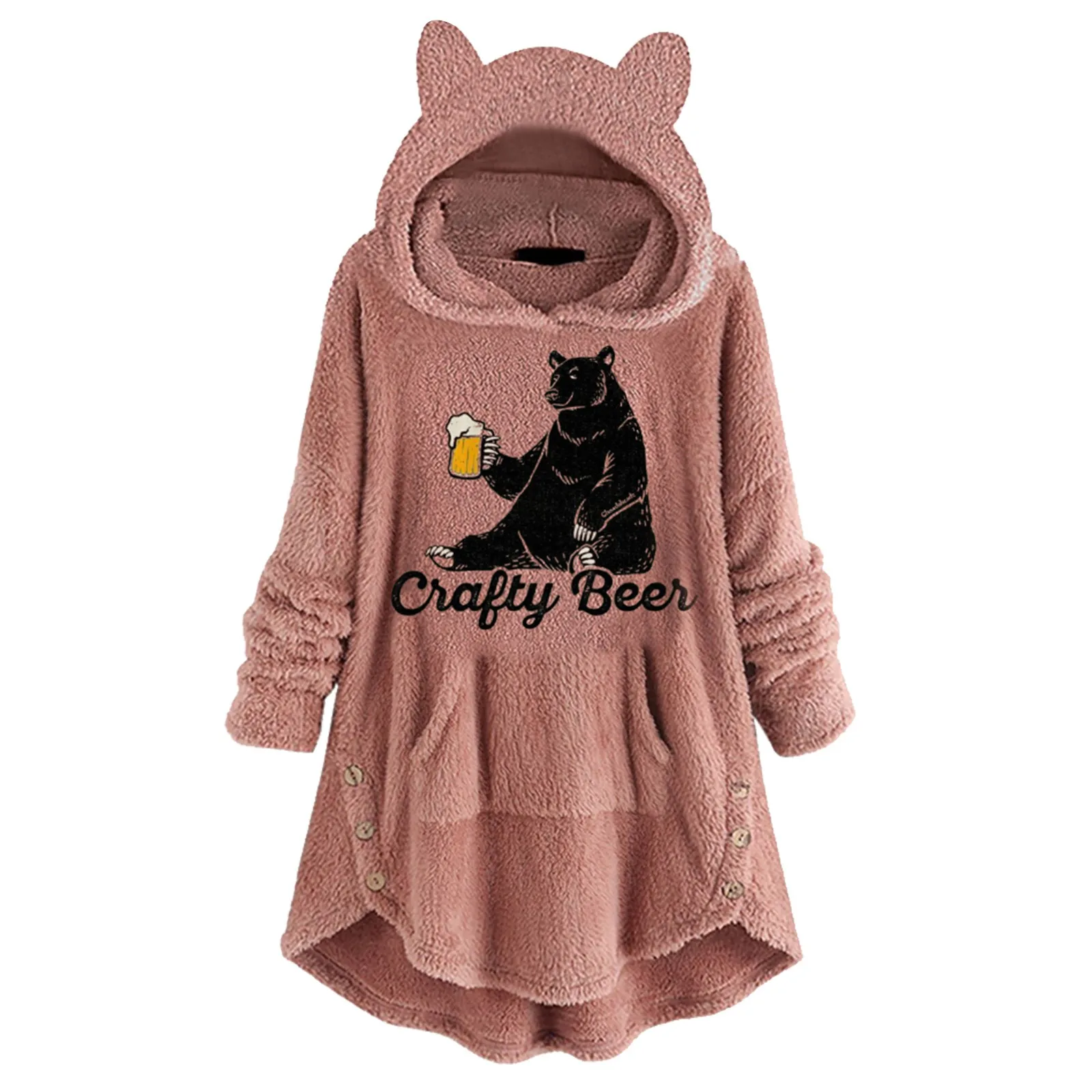 

Женская толстовка с длинным рукавом, флисовый топ с милым рисунком и карманами, простые толстовки для женщин