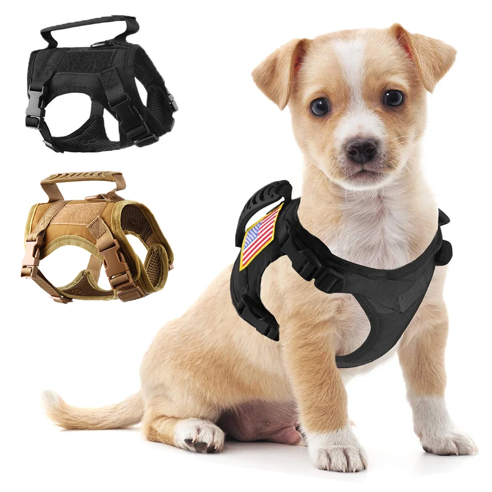 

Tactical Vest Dog Harness Military Dog Vest Training Vest for Small Dog Cat Outdoor Walking Hunting Adjustable Vest with Handle