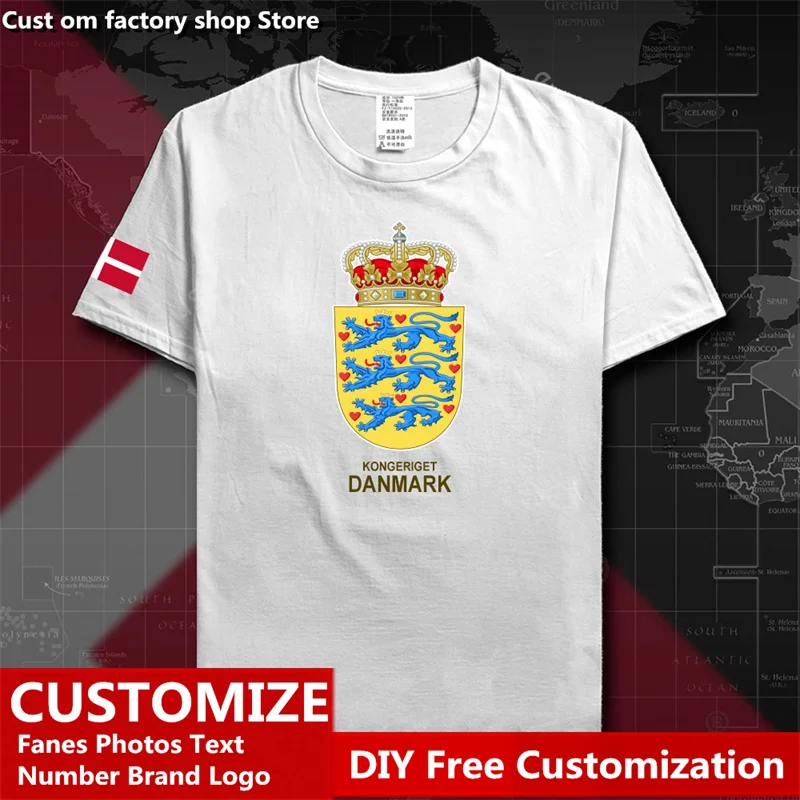 Дания Датская хлопковая футболка на заказ Джерси фанаты DIY Имя Номер логотип