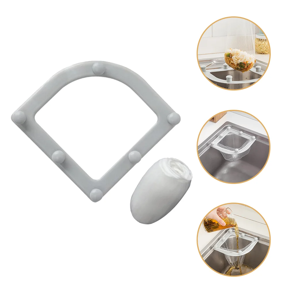 

1 Set Tri-holder Filter Basket Sink Strainer Mesh Holder Sink Leftover Net Rack with Mesh Bags